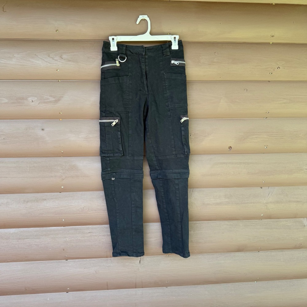 I.AM.GIA Cargo Pants Womens Small Black Zip Detail Utility Streetwear High‎ Rise